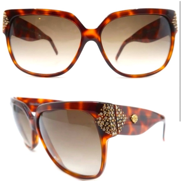 1990’s Stendhal Paris Oversized Sunglasses Tortoiseshell w/ Rhinestones, France - Picture 4 of 5